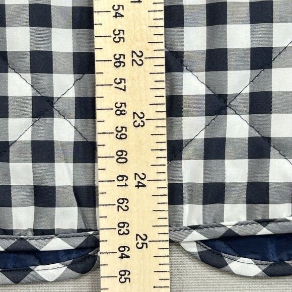Talbots Vest Women’s L Black White Gingham Plaid Quilted Puffer Western Preppy - Picture 6 of 12